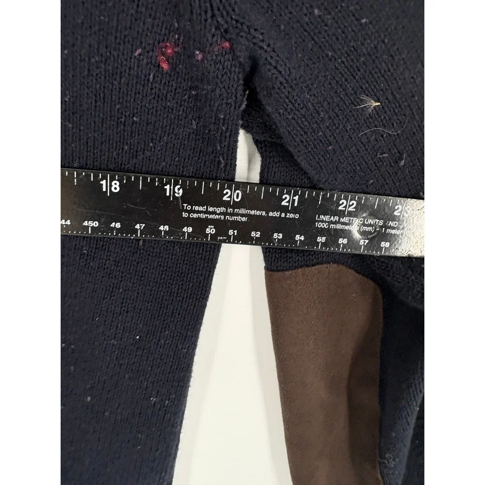 CHAPS Mens Navy Blue Button Up Cardigan Sweater Elbow Patches Size‎ L